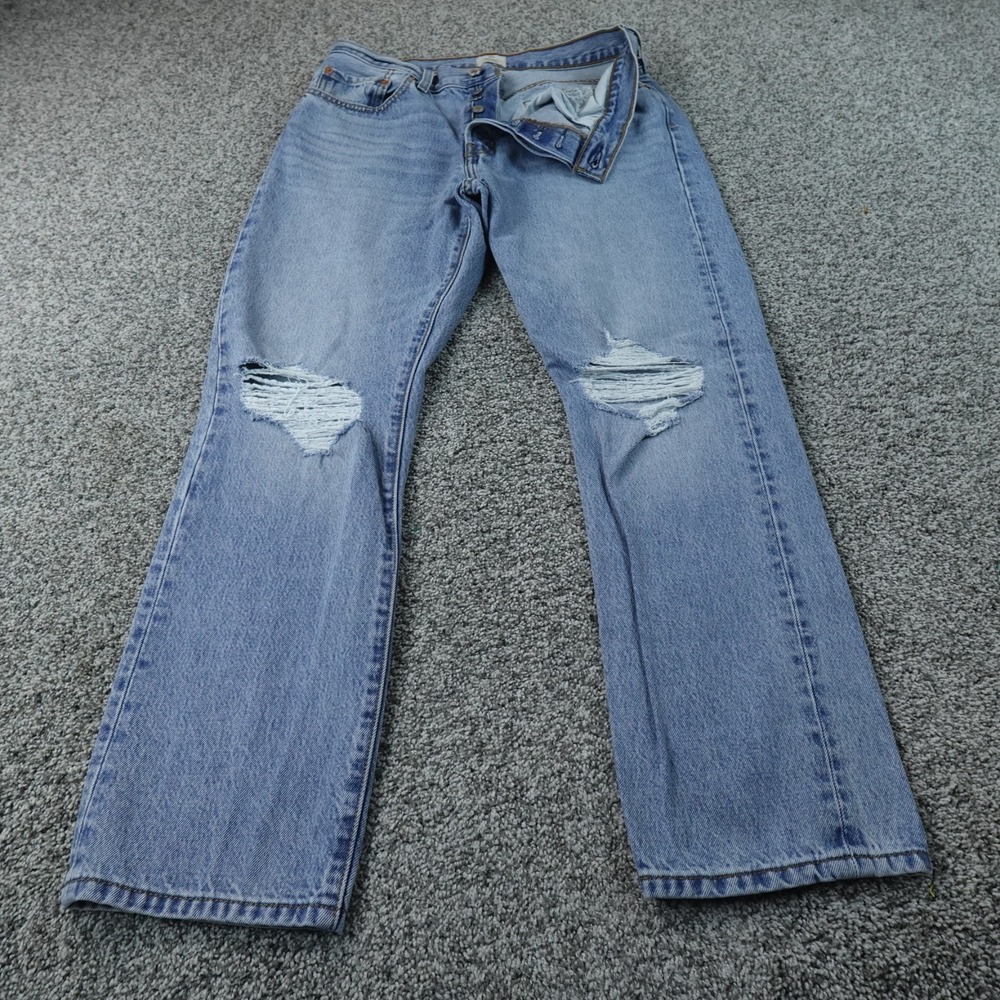 NEW Levis Jeans Womens 32 Blue Denim Pants 501 Original Straight Leg Button Fly